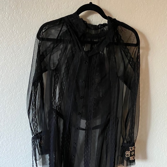 Black dress with embroidery, transparent - Picture 6 of 10